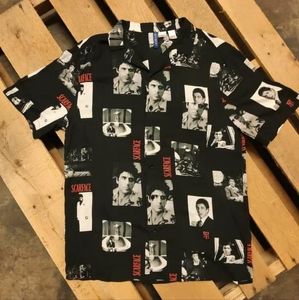 SCARFACE Black Button Up Shirt Mens SZ Large